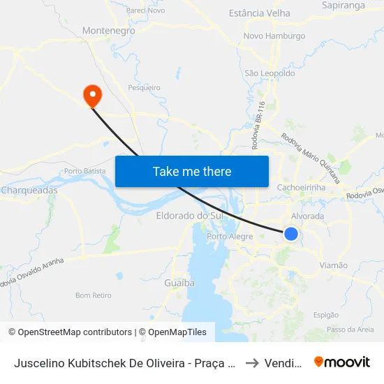 Juscelino Kubitschek De Oliveira - Praça México to Vendinha map