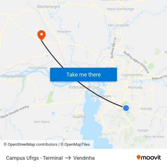 Campus Ufrgs - Terminal to Vendinha map
