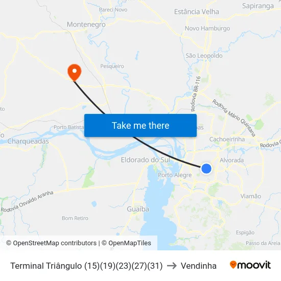 Terminal Triângulo (15)(19)(23)(27)(31) to Vendinha map