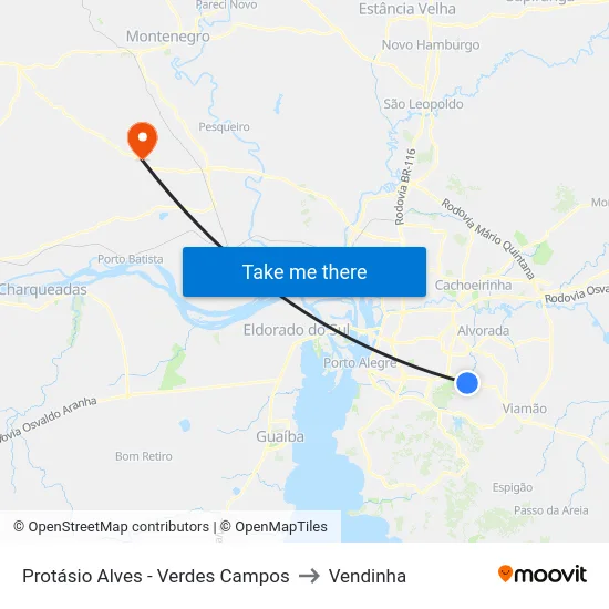 Protásio Alves - Verdes Campos to Vendinha map