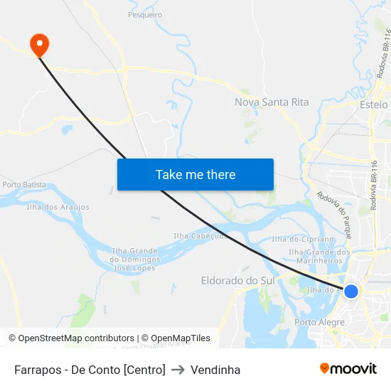 Farrapos - De Conto [Centro] to Vendinha map