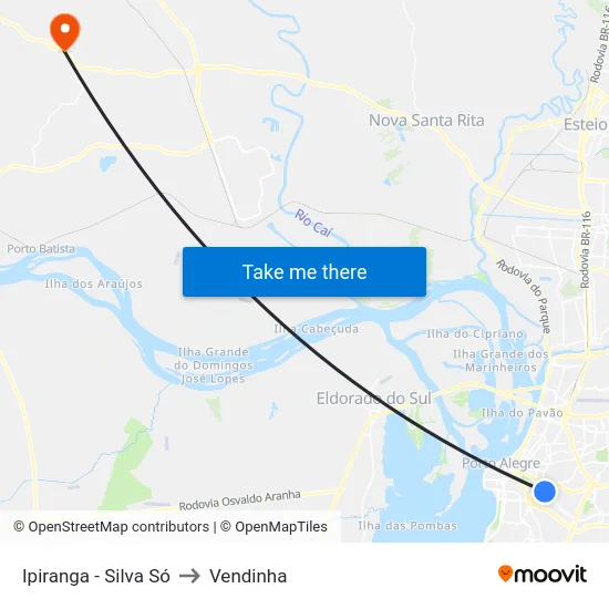 Ipiranga - Silva Só to Vendinha map