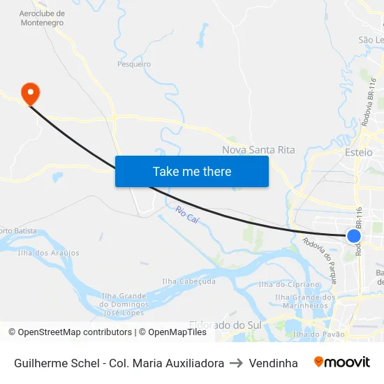 Guilherme Schel - Col. Maria Auxiliadora to Vendinha map