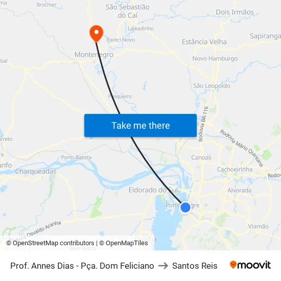 Prof. Annes Dias - Pça. Dom Feliciano to Santos Reis map