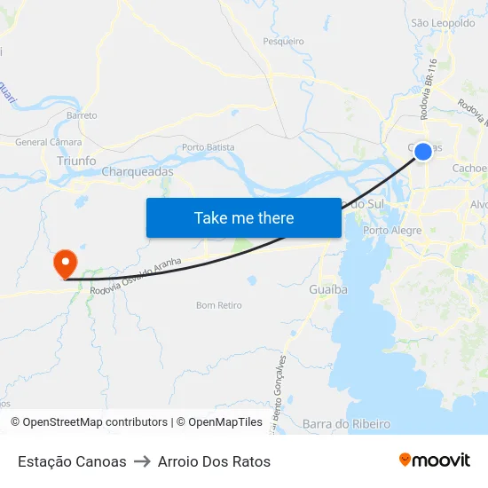 Estação Canoas to Arroio Dos Ratos map