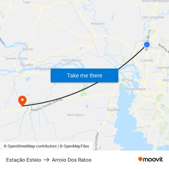 Estação Esteio to Arroio Dos Ratos map