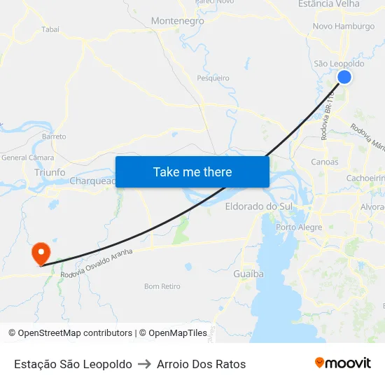 Estação São Leopoldo to Arroio Dos Ratos map