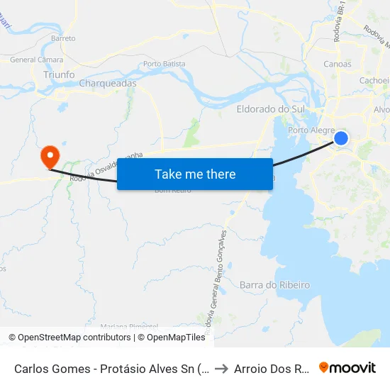 Carlos Gomes - Protásio Alves Sn (Piso 1) to Arroio Dos Ratos map
