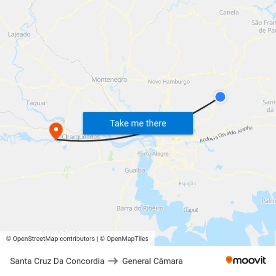 Santa Cruz Da Concordia to General Câmara map