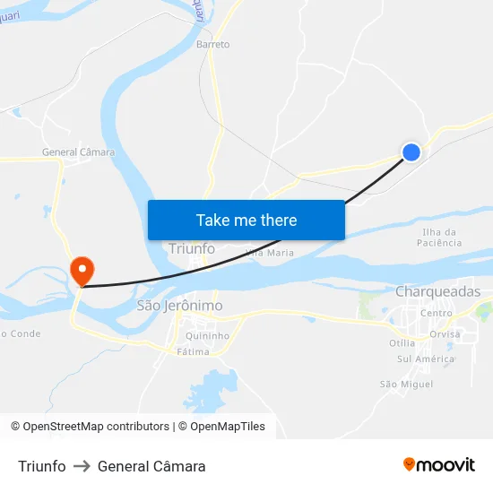 Triunfo to General Câmara map