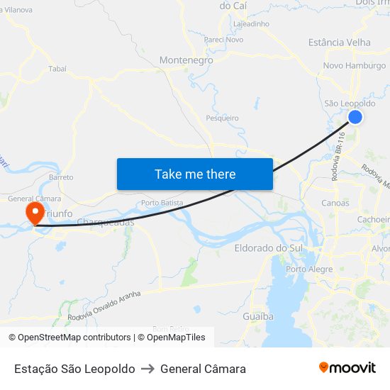 Estação São Leopoldo to General Câmara map