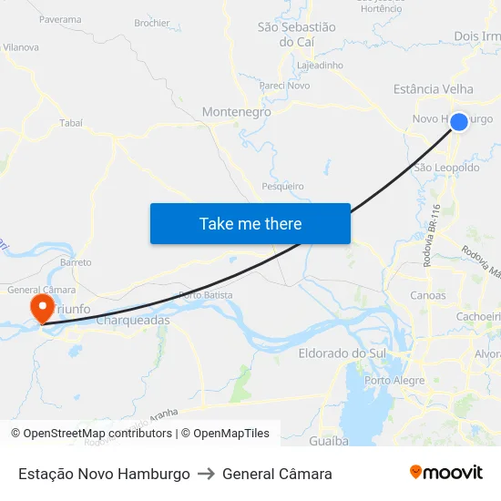 Estação Novo Hamburgo to General Câmara map