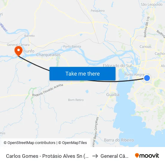 Carlos Gomes - Protásio Alves Sn (Piso 1) to General Câmara map