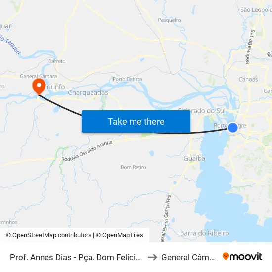 Prof. Annes Dias - Pça. Dom Feliciano to General Câmara map