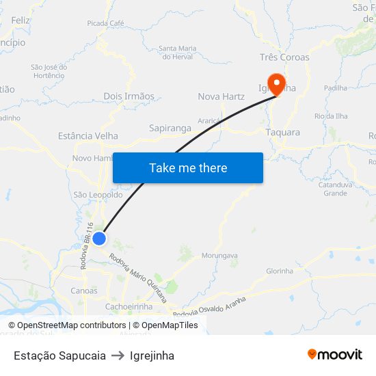 Estação Sapucaia to Igrejinha map