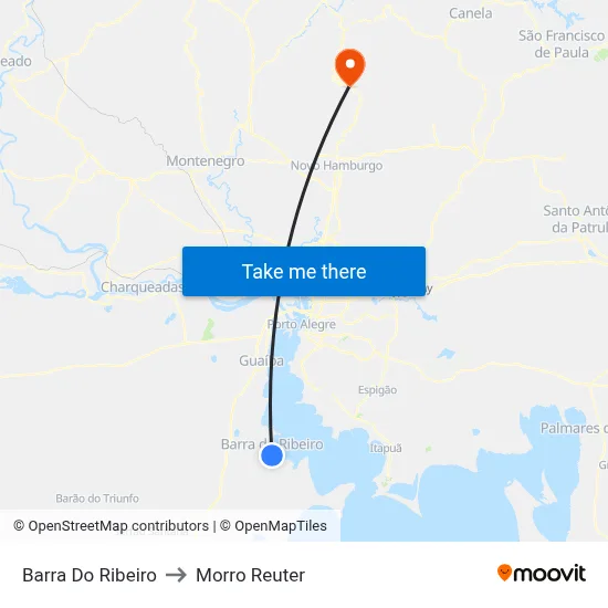 Barra Do Ribeiro to Morro Reuter map