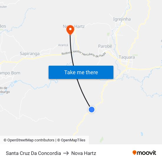 Santa Cruz Da Concordia to Nova Hartz map