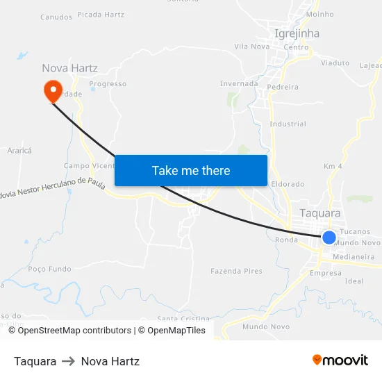 Taquara to Nova Hartz map