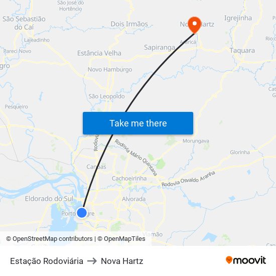 Estação Rodoviária to Nova Hartz map
