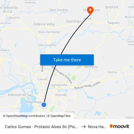 Carlos Gomes - Protásio Alves Sn (Piso 1) to Nova Hartz map