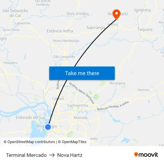 Terminal Mercado to Nova Hartz map