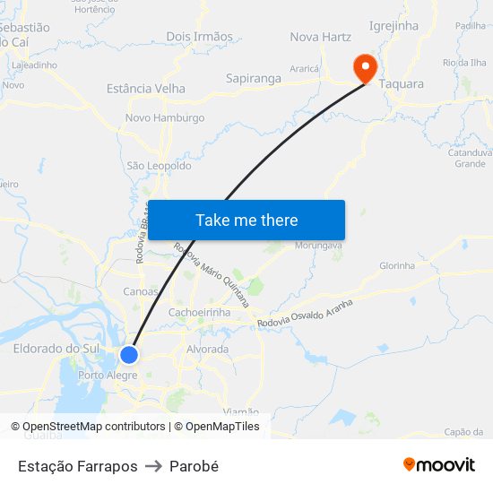 Estação Farrapos to Parobé map