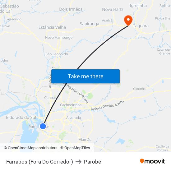 Farrapos (Fora Do Corredor) to Parobé map
