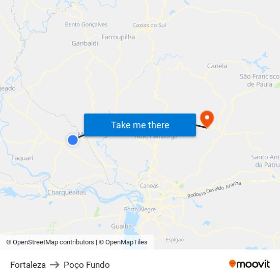 Fortaleza to Poço Fundo map