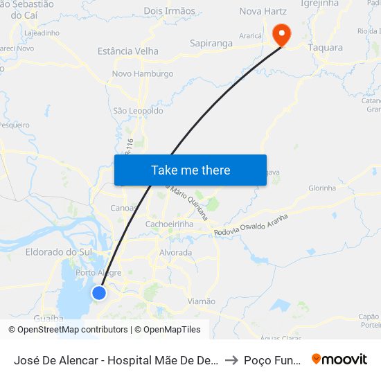 José De Alencar - Hospital Mãe De Deus to Poço Fundo map