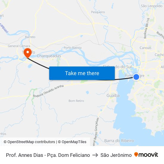 Prof. Annes Dias - Pça. Dom Feliciano to São Jerônimo map