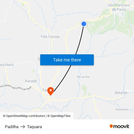 Padilha to Taquara map