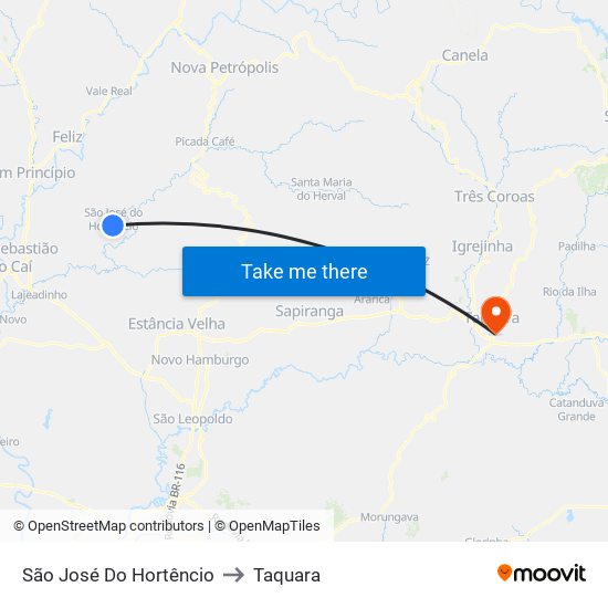 São José Do Hortêncio to Taquara map