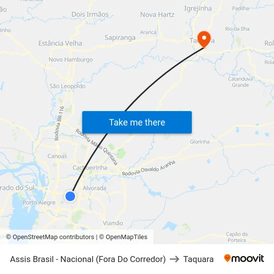 Assis Brasil - Nacional (Fora Do Corredor) to Taquara map
