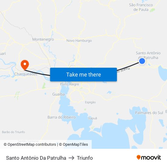 Santo Antônio Da Patrulha to Triunfo map