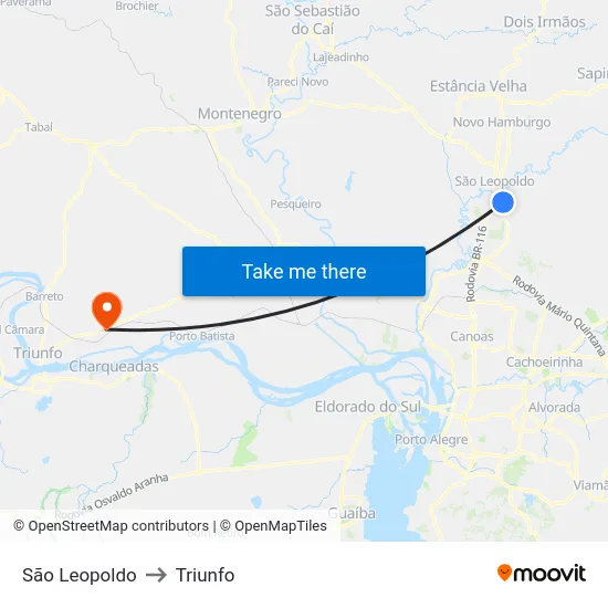 São Leopoldo to Triunfo map