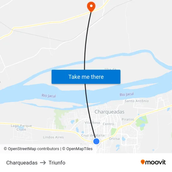 Charqueadas to Triunfo map