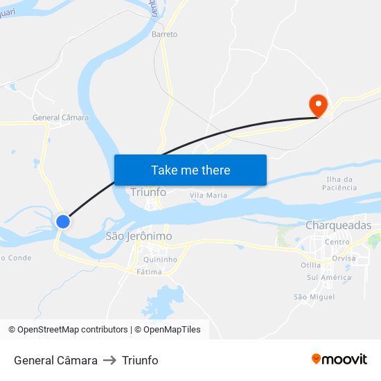 General Câmara to Triunfo map