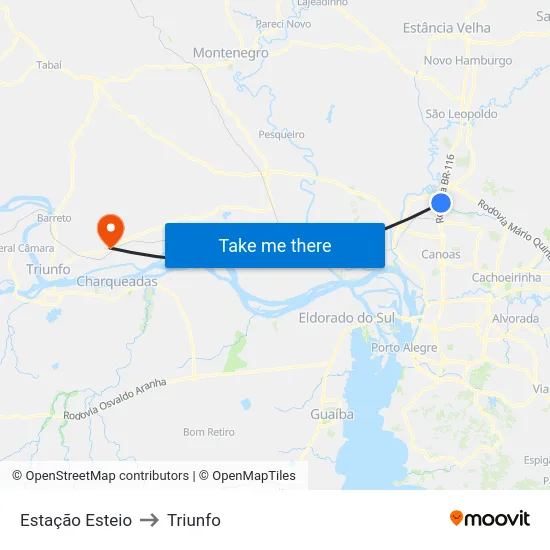 Estação Esteio to Triunfo map