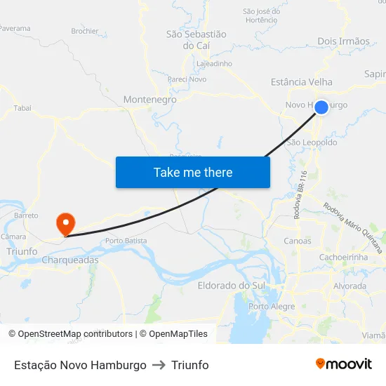 Estação Novo Hamburgo to Triunfo map