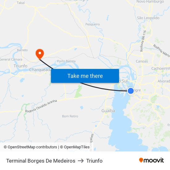 Terminal Borges De Medeiros to Triunfo map