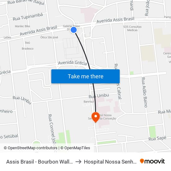 Assis Brasil - Bourbon Wallig (Fora Do Corredor) to Hospital Nossa Senhora da Conceição map