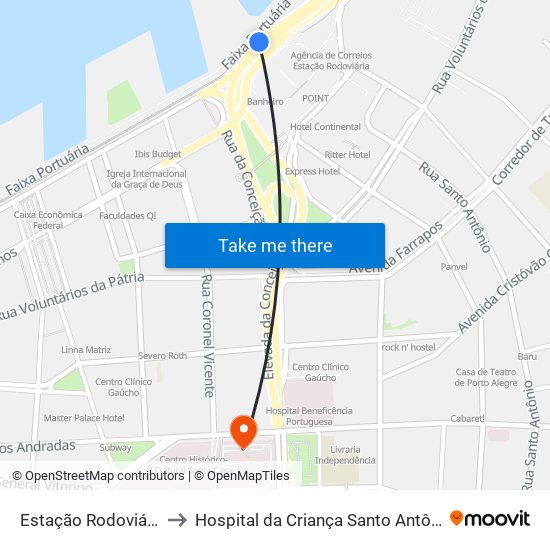 Estação Rodoviária to Hospital da Criança Santo Antônio map