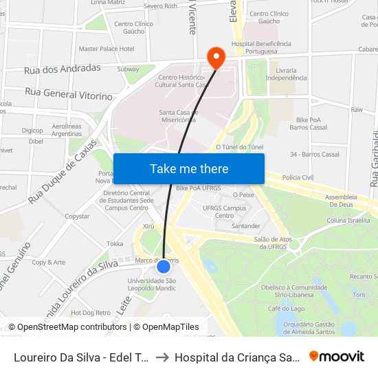 Loureiro Da Silva - Edel Trade Center to Hospital da Criança Santo Antônio map
