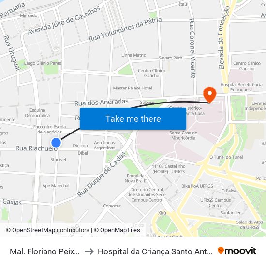 Mal. Floriano Peixoto to Hospital da Criança Santo Antônio map