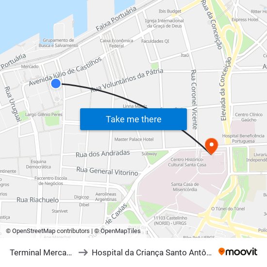 Terminal Mercado to Hospital da Criança Santo Antônio map
