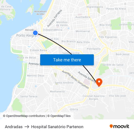 Andradas to Hospital Sanatório Partenon map