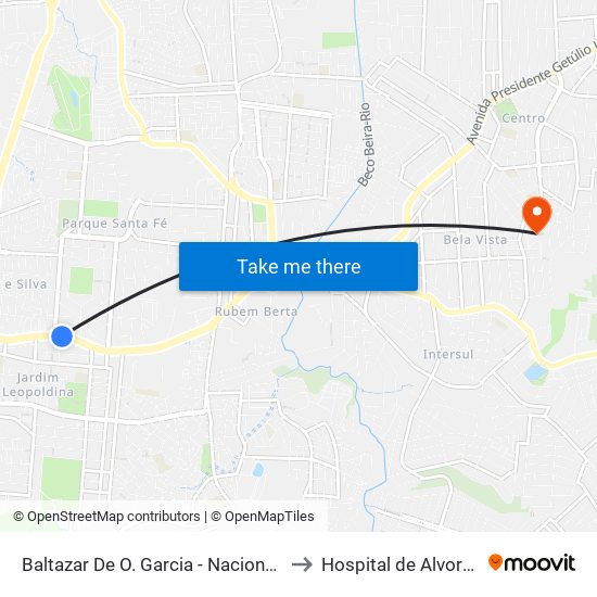 Baltazar De O. Garcia - Nacional Cb to Hospital de Alvorada map