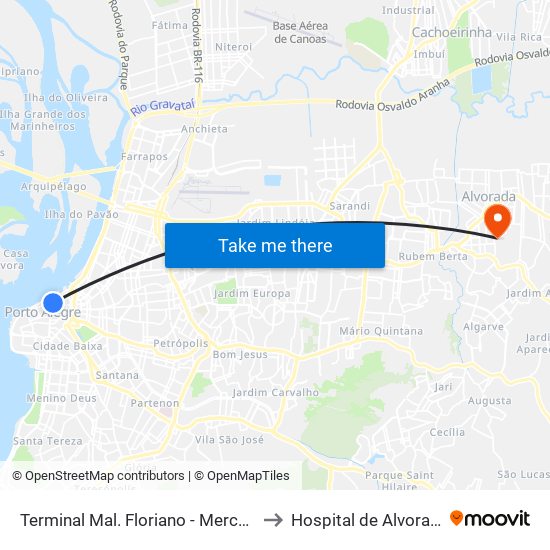 Terminal Mal. Floriano - Mercado to Hospital de Alvorada map