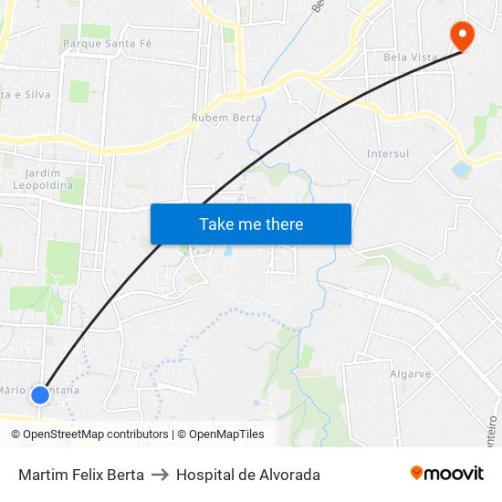 Martim Felix Berta to Hospital de Alvorada map