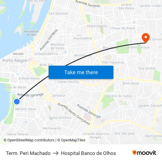 Term. Peri Machado to Hospital Banco de Olhos map